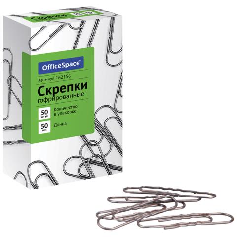 Скрепки 50 мм 50 шт OfficeSpace гофро 162156