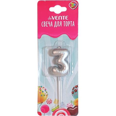Свеча-цифра "3" deVENTE 9060016 Воздушный шарик серебро Свеча-цифра "3" deVENTE 9060016 Воздушный шарик серебро
