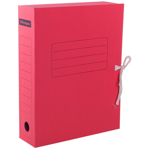 Короб архивный 75 мм OfficeSpace гофро красный на завяз. 225428 до 700 листов
