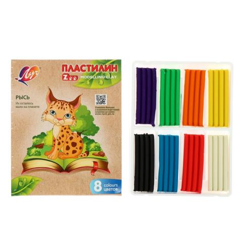 Пластилин 8 цв. ЛУЧ ZOO 120 гр. 29С 1720-08 Пластилин 8 цв. ЛУЧ ZOO 120 гр. 29С 1720-08
