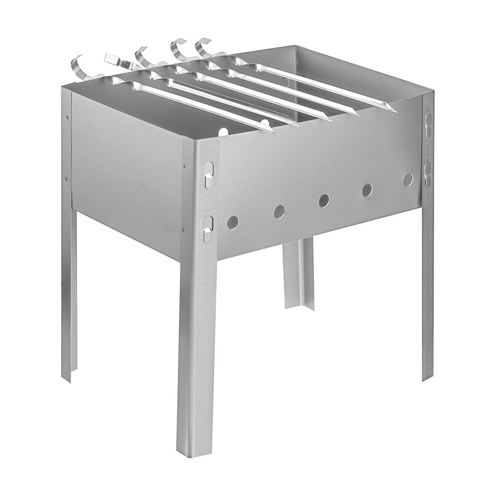 Мангал сборный Эконом Grillboom сталь 0,4мм 35*25*35см с шампурами 103-014