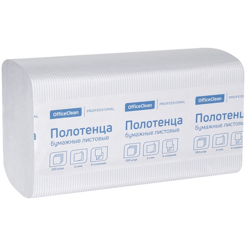 Полотенца бумажные OfficeClean ZZ(V)сл. H3 2сл. 200л. 21*21,6см. тисн. белые 244818/С Полотенца бумажные OfficeClean ZZ(V)сл. H3 2сл. 200л. 21*21,6см. тисн. белые 244818/С