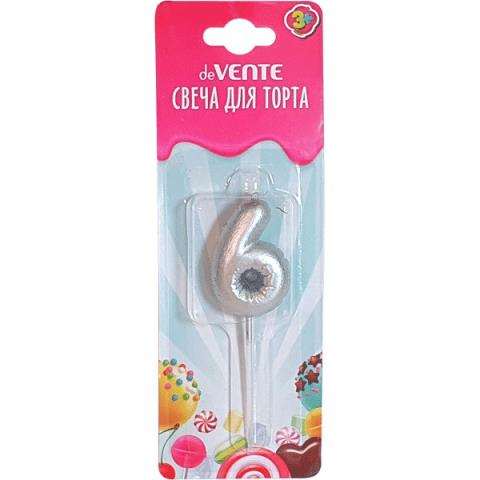 Свеча-цифра "6" deVENTE 9060019 Воздушный шарик серебро Свеча-цифра "6" deVENTE 9060019 Воздушный шарик серебро