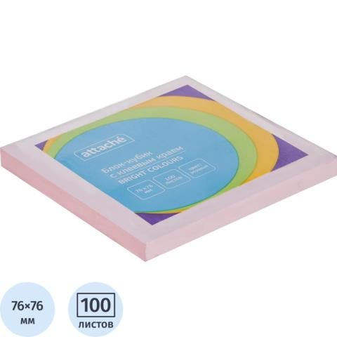 Стикеры 76х76 мм 100 л. Attache розовый 1495407