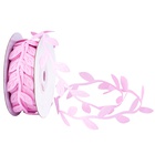 Лента декоративная текстиль листья розовый 2см*10м 1509-2917