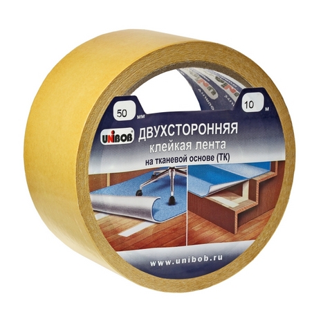 Скотч двусторонний 25 мм х10 м тканев. Unibob 05437 Скотч двусторонний 25 мм х10 м тканев. Unibob 05437