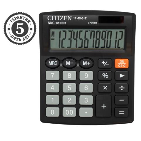 Калькулятор настольный CITIZEN SDC812NR 12 разр. черный
