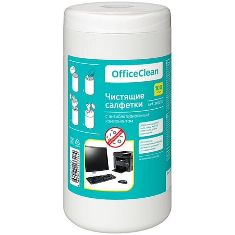 Салфетки универсальные антибактериальные OfficeClean 100 шт. 249230 ЧЗ