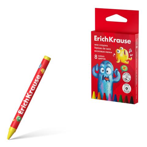 Карандаши восковые 8 цв. ErichKrause Jolly friends 62946 Карандаши восковые 8 цв. ErichKrause Jolly friends 62946