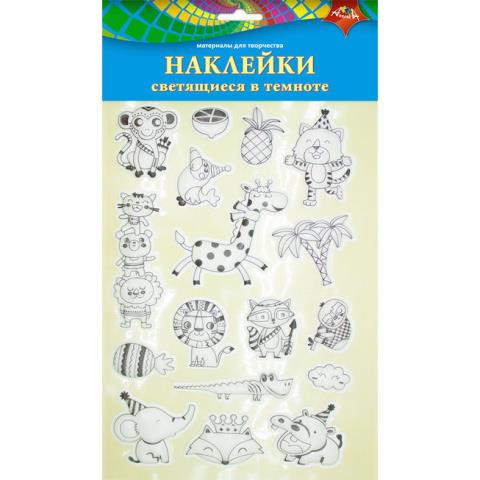 Наклейки светящиеся Смешные животные 18 шт. 18х31 С3534-03