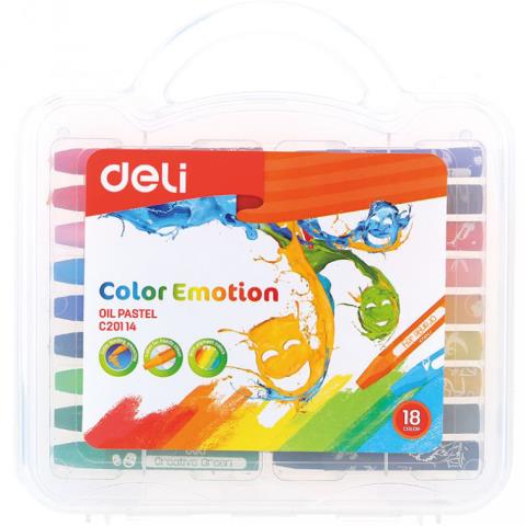 Пастель масляная 18 цв. Deli EC20114 Color Emotion шестигран. пласт.футляр