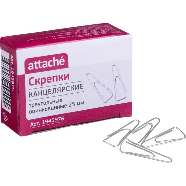 Скрепки 25 мм 100 шт Attache оцинкован. треугольные 1945976