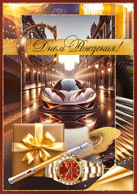 90001541 Открытка С днем рождения! А4 с текстом