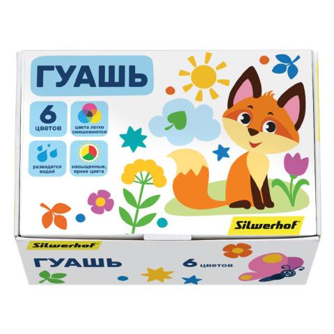 Гуашь 6 цв. 10 мл. Silwerhof Веселые друзья 1480800