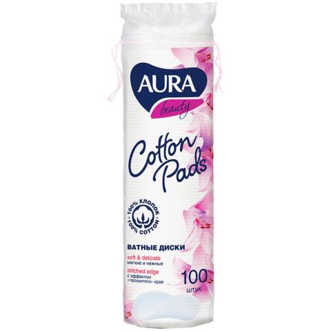 Ватные диски Aura Beauty 100 шт. прошитые 270357