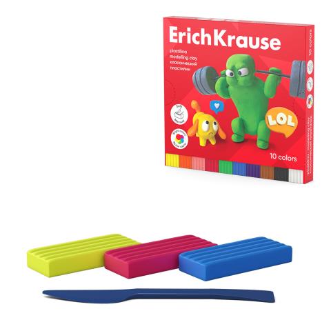 Пластилин 10 цв. ErichKrause Jolly Friends 180 гр 61346