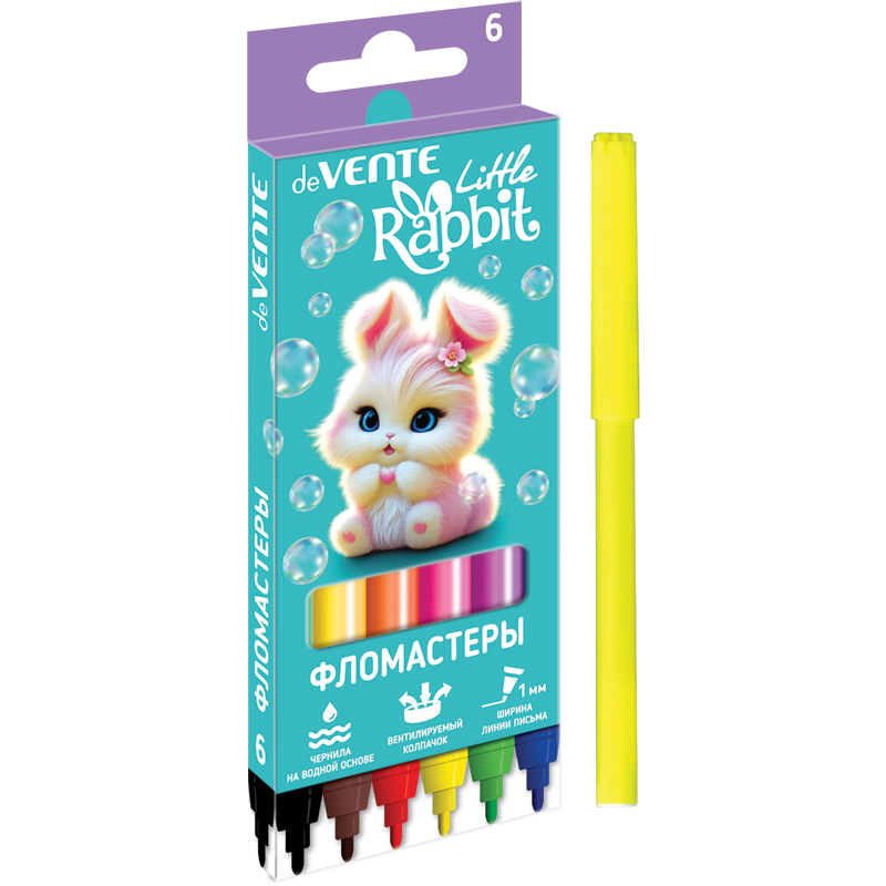 Фломастер 6 цв. deVente Little Rabbit картон. коробка 5080626