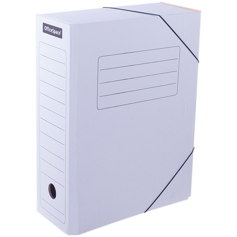 Короб архивный 100 мм Гофрокартон на резинке 225427 белый до 900 листов