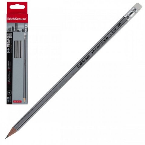 Карандаш ч/гр. ErichKrause Megapolis 101 ЕК 32860 с ласт.