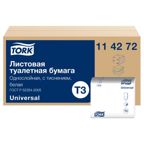 Туал. бумага TORK Universal 1сл. 250 лист./пачка белая Т3 114272