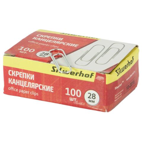 Скрепки 28 мм 100 шт SILWERHOF 491029/426372 Скрепки 28 мм 100 шт SILWERHOF 491029/426372