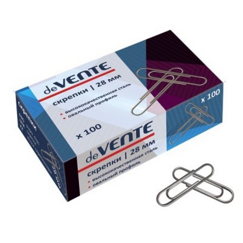 Скрепки 28 мм 100 шт deVENTE никелированные 4135602