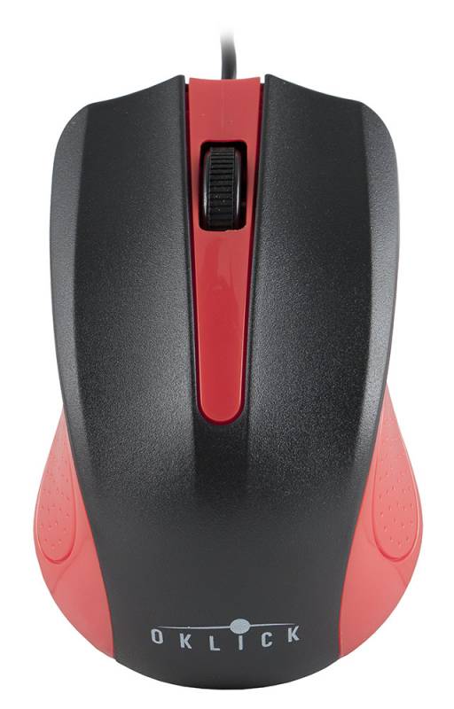 Мышь Оклик 225M черный/красный оптич. 1200dpi USB для ноутбука 3but провод.