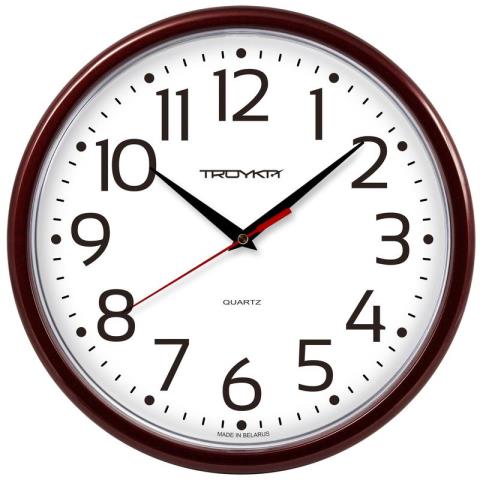 Часы настенные Troyka круглые бордо рамка 91931912
