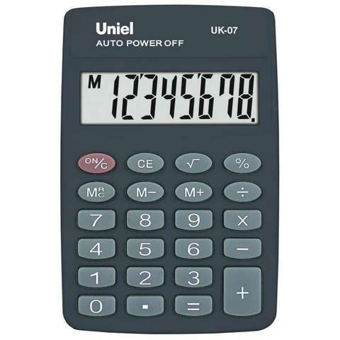 Калькулятор карман. UNIEL UK-07 8 разр. 88х58х6.5