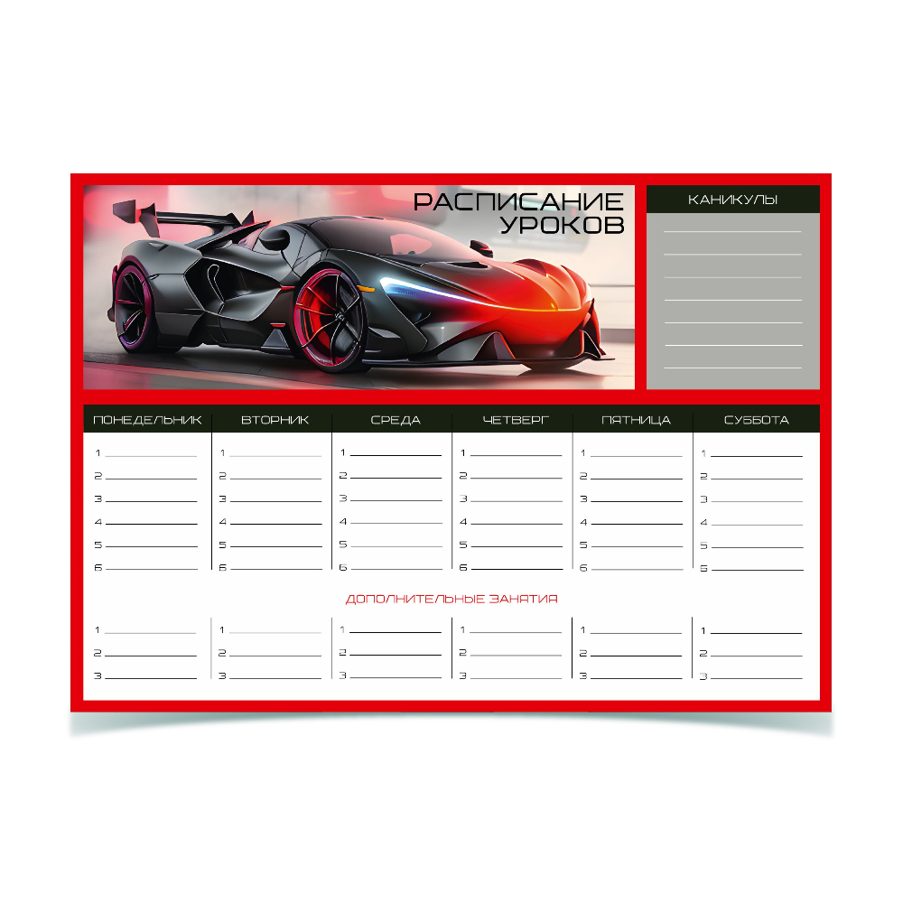 Расписание уроков А3 SchoolformatДрайв для мальчиков РУА3ПС-ДР