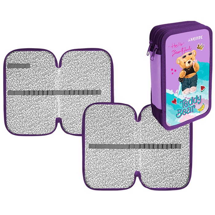 Пенал 2 секц. deVENTE 7012400 Teddy Bear прямоуг. на молнии