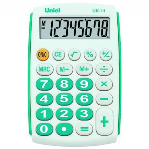 Калькулятор карман. UNIEL UK-12G 8 разр. зеленый 102х60х12мм
