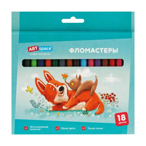 Фломастер 18 цв. ArtSpace Lovely animals WP_71702 Россия Фломастер 18 цв. ArtSpace Lovely animals WP_71702 Россия