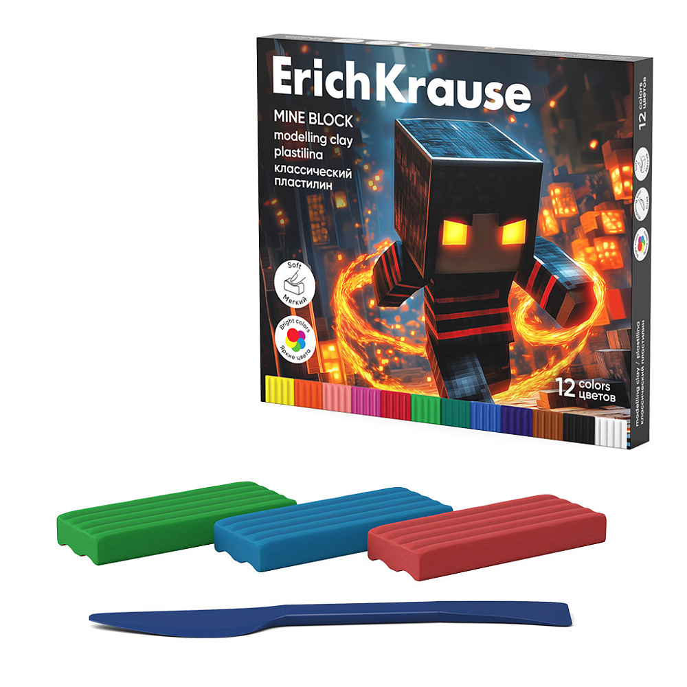 Пластилин 12 цв. ErichKrause Кубомир 192 гр 65201