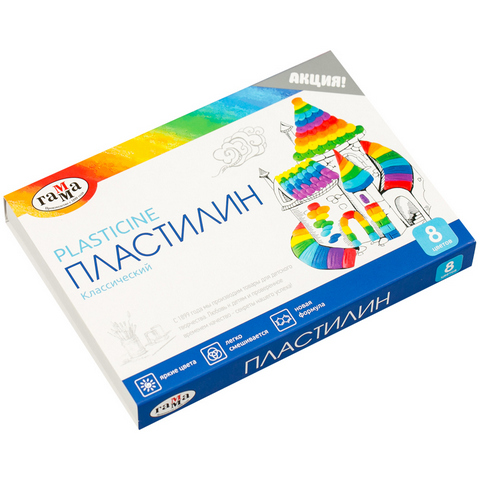 Пластилин 8 цв. Гамма Классический 281031 160 гр. Пластилин 8 цв. Гамма Классический 281031 160 гр.