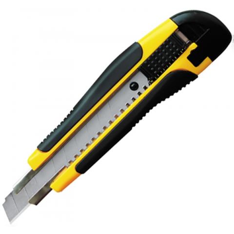 Нож канц. 18 мм. Silwerhof  смен. лезвие желтый/черный блистер 1398625