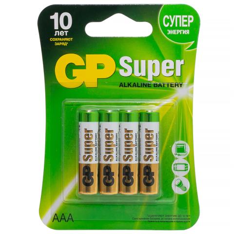 Батарейка LR03 (ААА) GP Super 24A 4 шт. BC4 Батарейка LR03 (ААА) GP Super 24A 4 шт. BC4