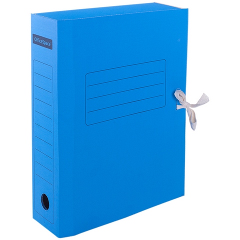 Короб архивный 75 мм OfficeSpace гофро синий на завяз. 225429 до 700 листов