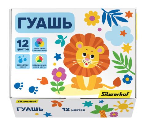 Гуашь 12 цв. 10 мл. Silwerhof Веселые друзья 1480805 Гуашь 12 цв. 10 мл. Silwerhof Веселые друзья 1480805