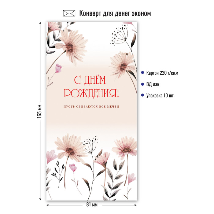 9160 Конверт для денег С днем рождения!