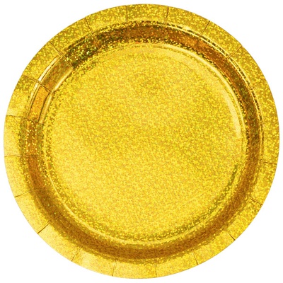 Тарелка золотая голография 23см 6шт 1502-6698