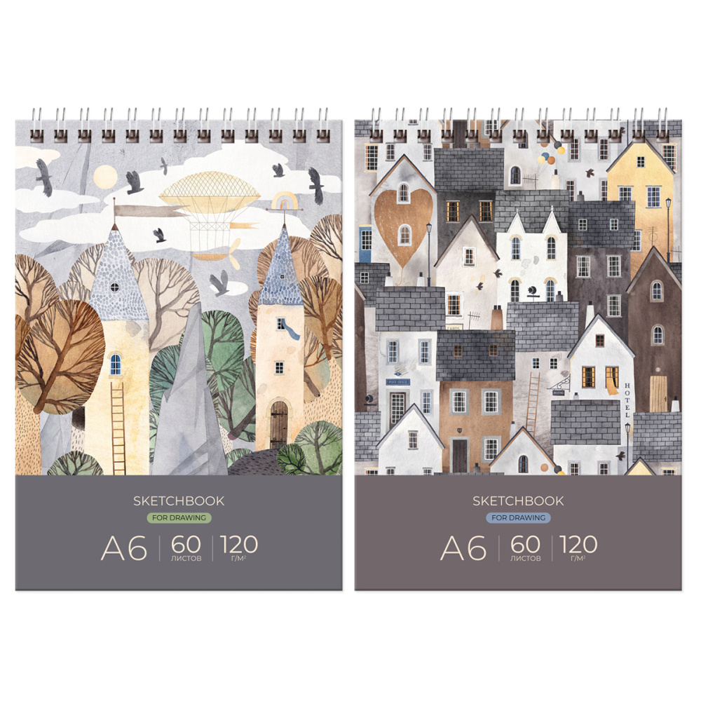 Скетчбук А6 60 л. (спираль) BG Хюгге 120гр СА660гр_58070