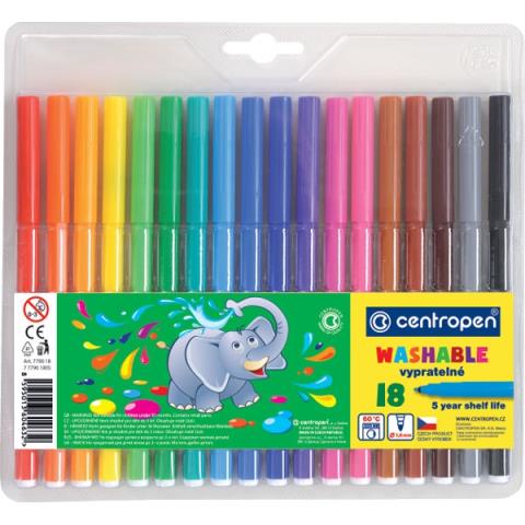 Фломастер 18 цв. Centropen Washable 7 7790 1885