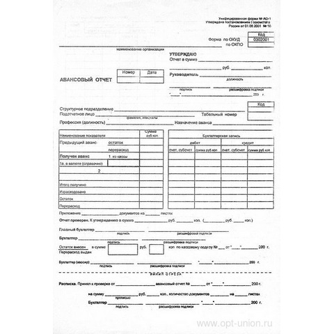 Бланк "Авансовый отчет" 100 экз. А4 Ао-А4 161197