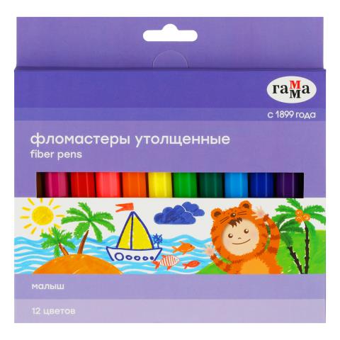 Фломастер 12 цв. Гамма Малыш толстые смываемые 1360822_12 Фломастер 12 цв. Гамма Малыш толстые смываемые 1360822_12