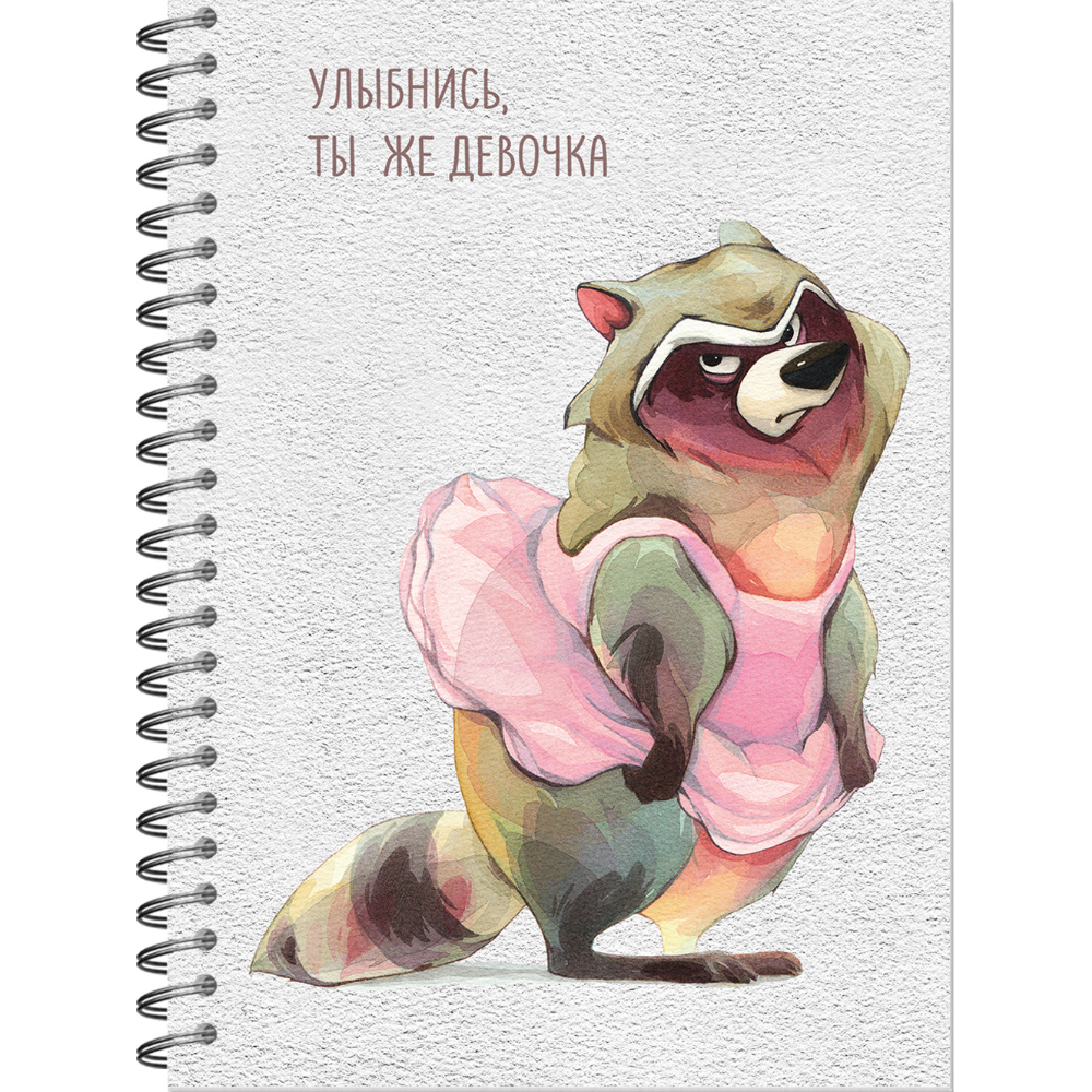 Скетчбук А5 60 л. Настроение-Енот. Улыбнись 100г/м2 3466
