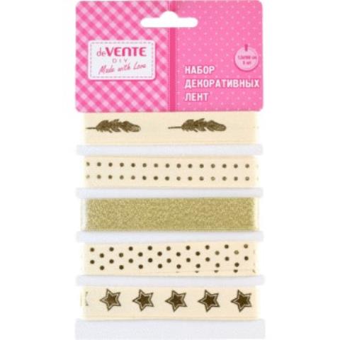 Набор декор. лент deVENTE 8131017 5 шт. 100х1,5 см с рис. Glitter Gold Набор декор. лент deVENTE 8131017 5 шт. 100х1,5 см с рис. Glitter Gold