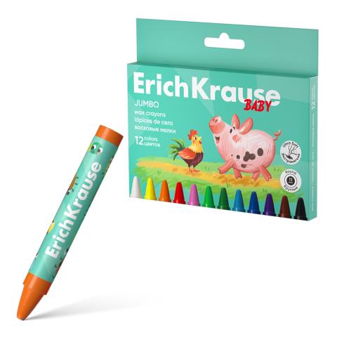 Карандаши восковые 12 цв. ErichKrause Baby Jambo утолщ. 62943