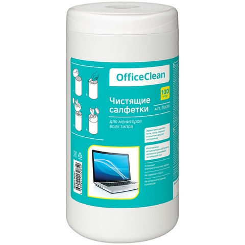 Салфетки для экранов OfficeClean 100 шт. 248261
