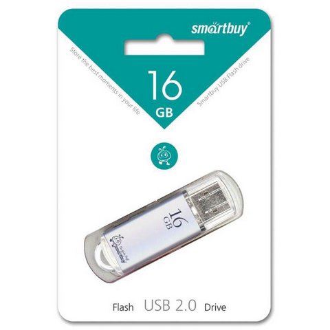 Флэш накопитель Smartbuy 16 Gb 2.0 V-Cut серебристый